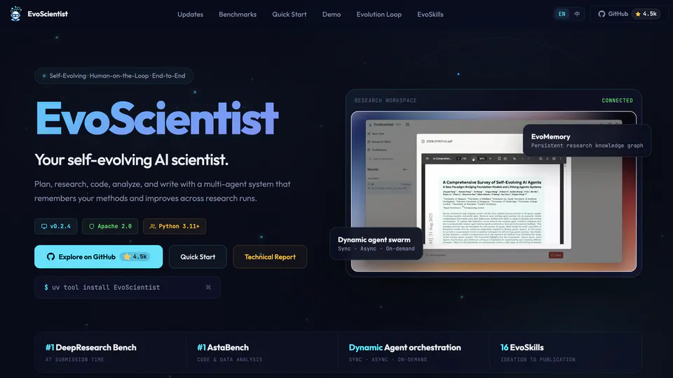 ⭐ EvoScientist Crosses 4.5k GitHub Stars!